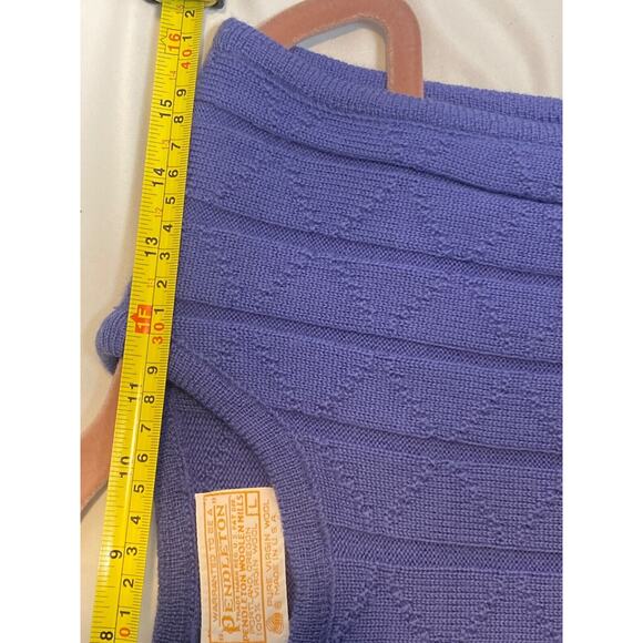 Pendleton VINTAGE 100% Virgin Wool Women's Cable Knit Sweater Vest Lavendar L - Picture 9 of 12